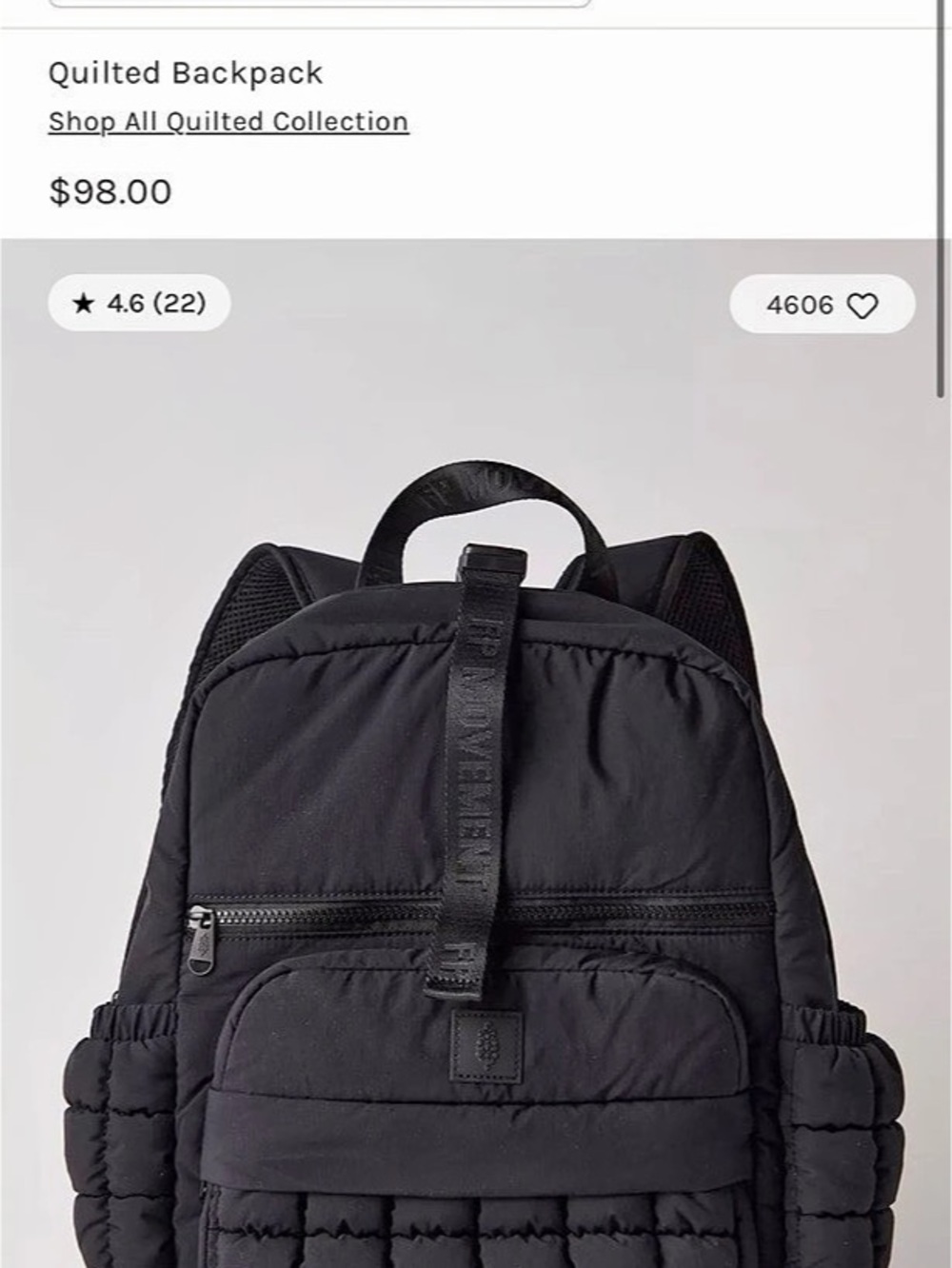 Free People Quilted Backpack in Black